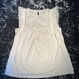 The Loft Women’s White Cream Eyelet Lace Cap Sleeve Blouse Size XS